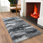 Soft Runner Rugs for Bedroom Hallways, 2x4 Abstract Grey Fluffy Shag Throw Area - Image 4