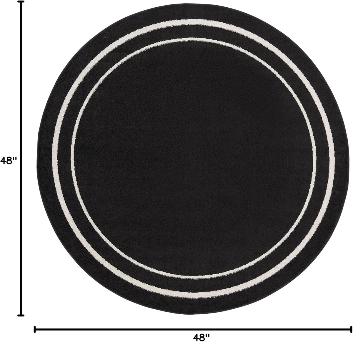 Nourison Home Nourison Essentials Black Ivory 4' x Round Area Rug - Easy Clean, Non Shedding, Bed Room, Living Room, Dining Room, Kitchen (4' x Round)