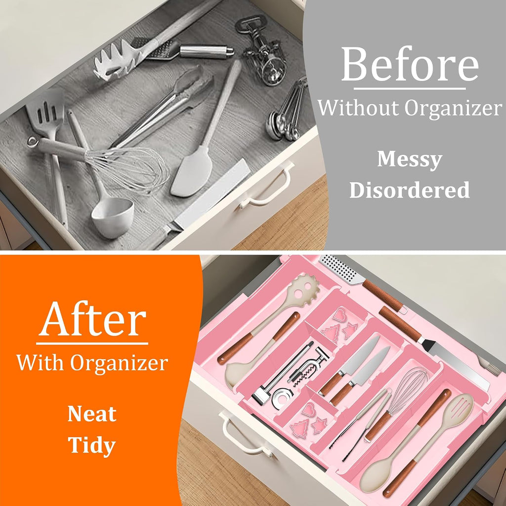 Spaclear Large Kitchen Utensil Drawer Organizer Expandable Silverware Tray
