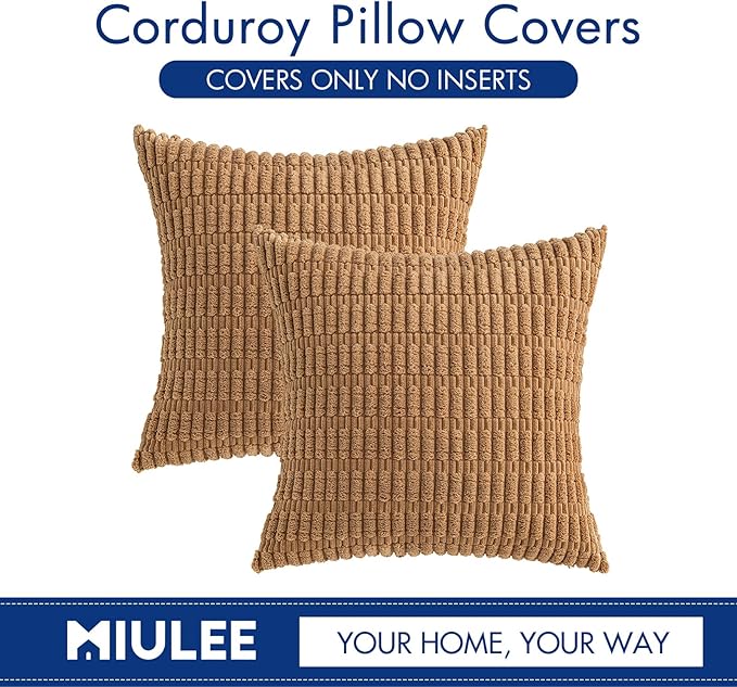 MIULEE Pack of 2 Corduroy Decorative Throw Pillow Covers 16x16 Inch Soft Boho - Image 6