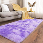 Soft Runner Rugs for Bedroom Hallways, 2x6 Tie-Dyed Purple Fluffy Shag Throw - Image 5