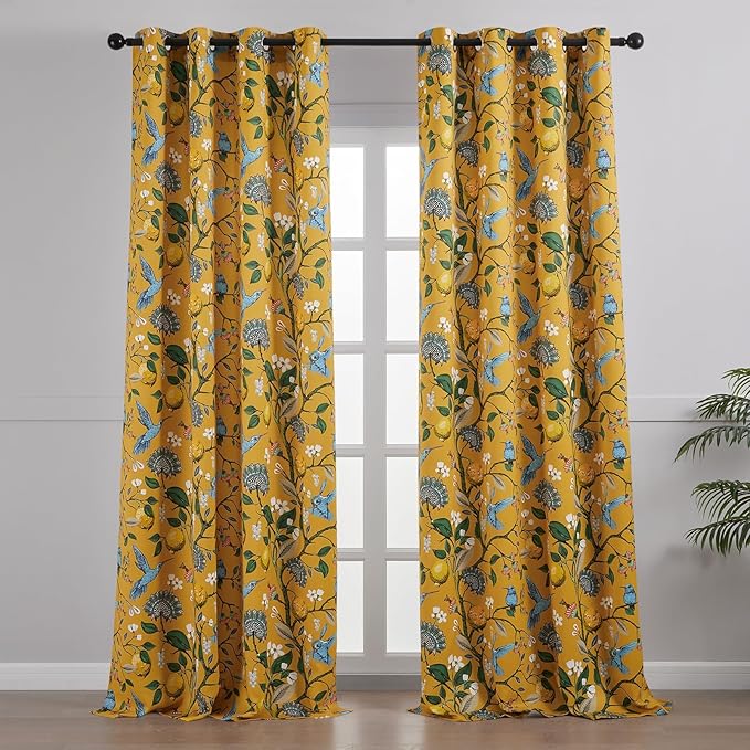 Topfinel Mustard Yellow Vintage Curtains & Drapes 84 Inches Long, Grommet - Image 2