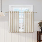 Nanspring Beige Cafe Curtains 45 Inch Length Set 2 Panel Back Tab Pocket Semi by Nanspring