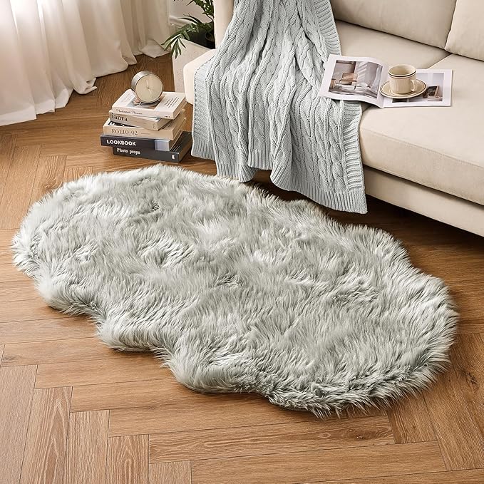 MIULEE Luxury Soft Fluffy Area Rug 3x5 Feet, Faux Fur Sheepskin Rug Decorative - Image 6