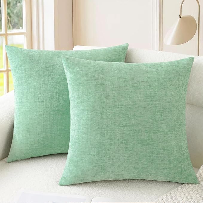 CaliTime Throw Pillow Covers Decorative 18 X 18 Inches Pack of 2 Cozy Chenille by CaliTime