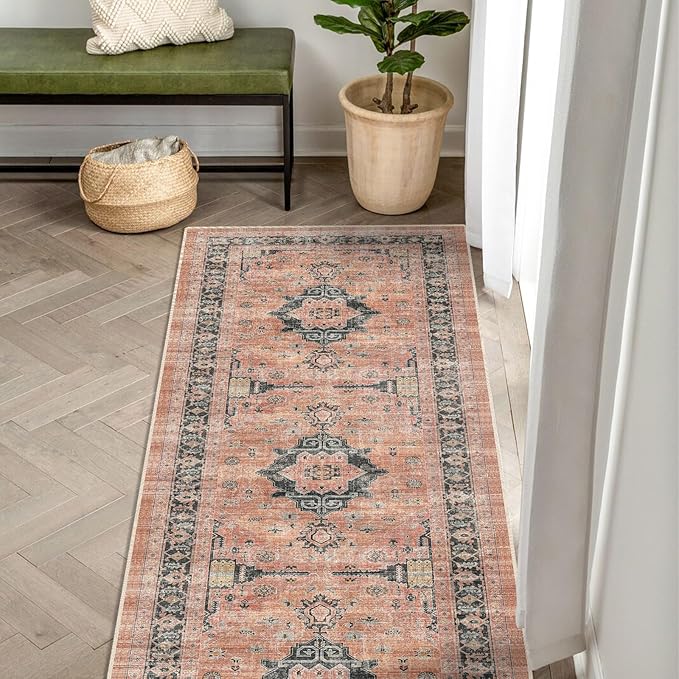 Washable 2x6 Hallway Runner Rug: Vintage Water Resistant Kitchen Entryway Rug - Image 2