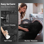 Black Round Rugs for Bedroom: 4ft Circle Fluffy Shag Soft Washable Rug Small - Image 4
