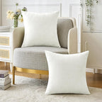 MIULEE Pack of 2 Couch Throw Pillow Covers 20x20 Inch Soft White Chenille - Image 5