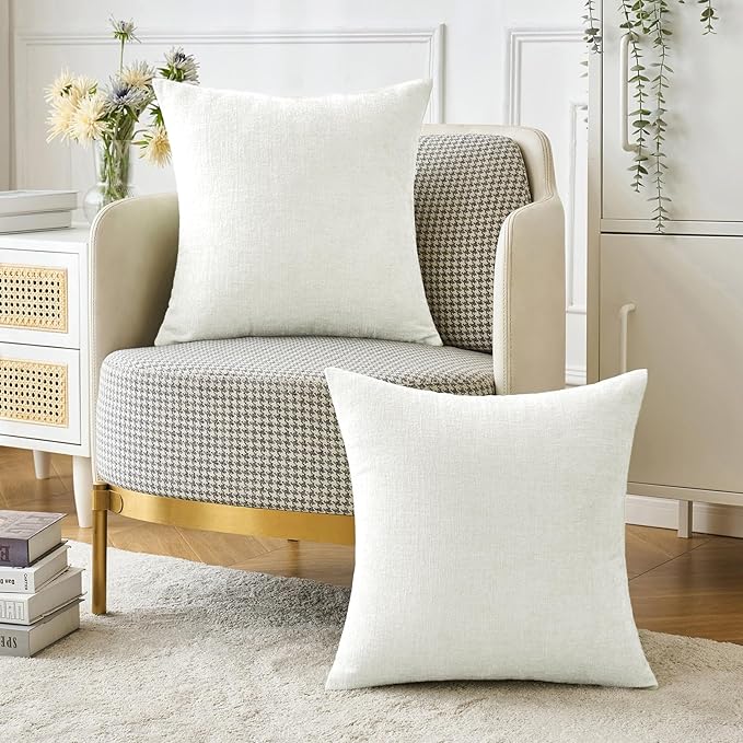MIULEE Pack of 2 Couch Throw Pillow Covers 20x20 Inch Soft White Chenille - Image 5