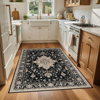 Area Rugs 4'x6' Washable Non-Slip, Floral Vintage Distress Print Pattern - Image 3