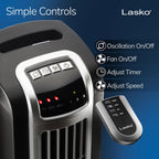 Lasko Oscillating Tower Fan with Remote Control and Timer - Quiet Standing Fan for Bedroom, Office, and Home - 3 Speeds - Powerful Cooling Air - 2511 - 36" Tall - Black