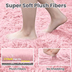 8x10 Area Rug for Living Room: Soft Fluffy Shag Pink Rugs for Bedroom, Non-Slip - Image 5