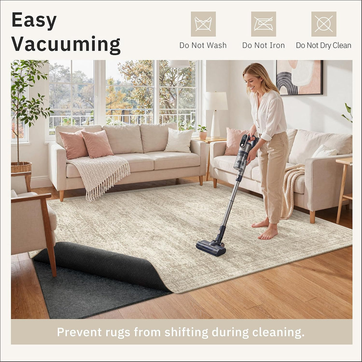 Soalmost Non Slip Rug Pads 8x10, 1/4" Thick Felt Cushioned Rug Gripper Pad