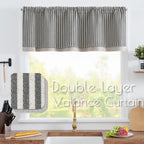jinchan Stripe Linen Kitchen Valance Curtain, 50x16, 1 Panel, Grey