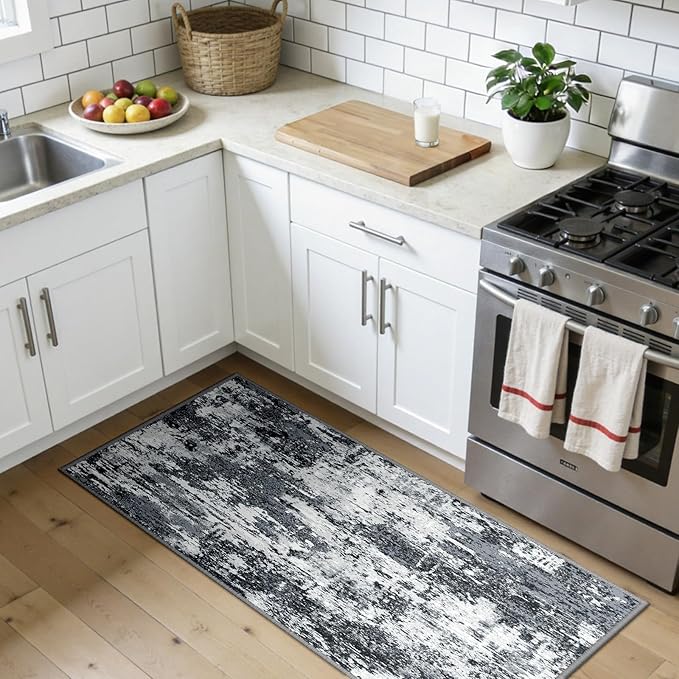 Washable Area Rugs 2'x5' Non-Slip Modern Abstract Soft - Image 2