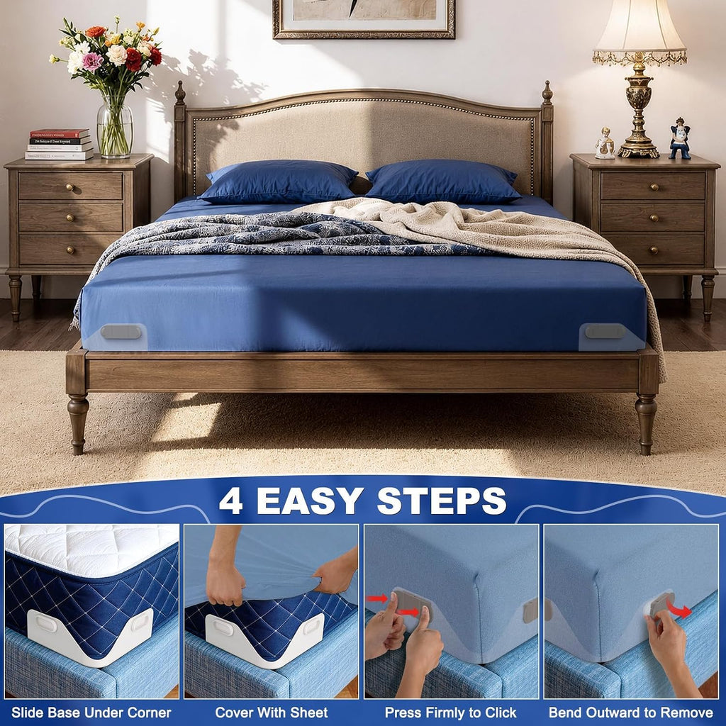 B-Land Bed Sheet Holders for Corners:Non-Stretch Fitted Sheet Grippers
