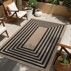 Lahome Enfys Modern Geometric Easy Jute Entryway Rug, 4x6 Black Washable Carpet - Image 7