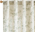 Lazzzy Green Floral Linen Curtains 96 Inch Farmhouse Back Tab Drapes by Lazzzy
