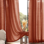 80 inch Linen Terracotta Curtains 2 Panels - Image 5