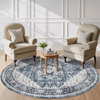 AMADA HOMEFURNISHING Round 6ft Area Rugs, Low-Profile Washable Rug by AMADAHOMEFURNISHING