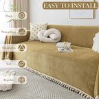 HANDONTIME Couch Covers for Pets Boho Mustard Yellow Love Seat Couch Covers - Image 3