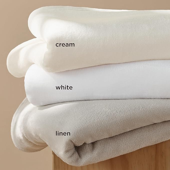 Bedsure GentleSoft Fleece Blankets Queen Size Cream - Image 3