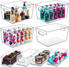 Qilinba Clear Storage Bins 8 Pack for Pantry Organizers, 4 Large Plastic Pantry Organizer Bins and 4 Small Stackable Storage Containers for Kitchen Cabinet, Home Edit, Freezer Fridge Organizer