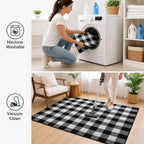 Black and White Buffalo Plaid Rug 3’x 5’, Halloween Door Mat, Washable Layering Rug for Front Door Entryway Porch Indoor Outdoor