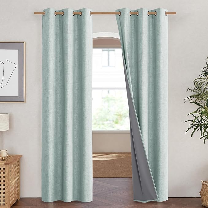 NICETOWN 100% Absolutely Blackout Linen Curtains - Image 2