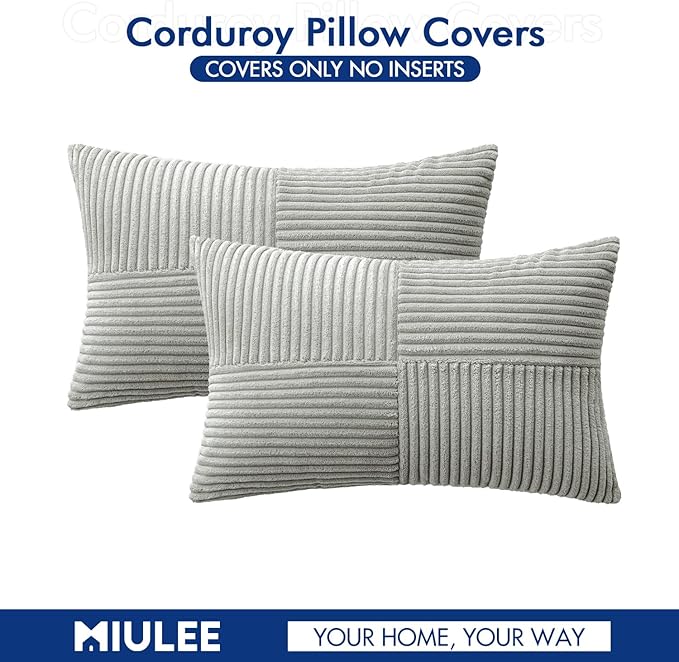 MIULEE Silver Grey Decorative Lumbar Throw Pillow Covers 12x20 Inch - Image 6