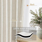 Guken Cream 100% Blackout Curtains 64 Inch Length 2 Panels Set - Image 4