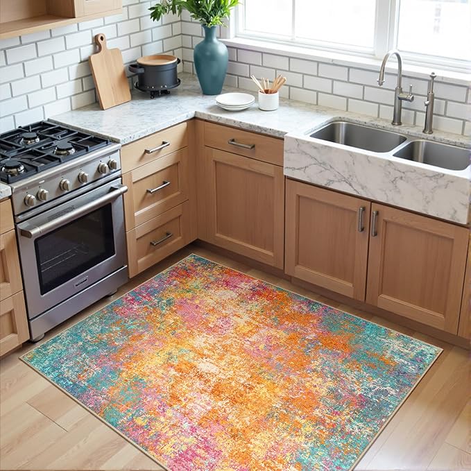 Washable Area Rugs 3'x5' Non-Slip Modern Abstract Soft - Image 2