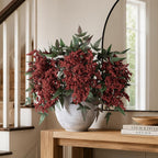 Artificial Flowers 35 Inch Artificial Nandina Berry Stem 3 Pcs Faux Flowers for Vase Realistic Sedum Spray for DIY Bouquet, Shower, Farmhouse, Mantel, Home Decor(Burgundy)
