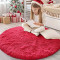OLANLY Red Round Rugs for Bedroom by OLANLY