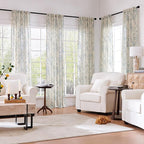 jinchan Linen Blend Curtain Floral Curtains - Image 2