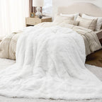 Bedsure GentleSoft Fluffy White Blankets Queen Size - Image 5