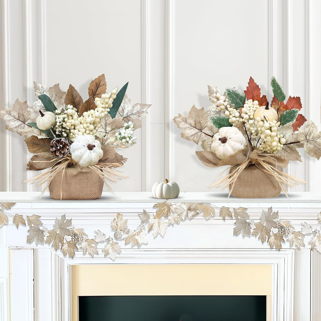 Timer - 2 Pack Fall Tabletop Maple Tree with 20LEDs Thanksgiving Decor