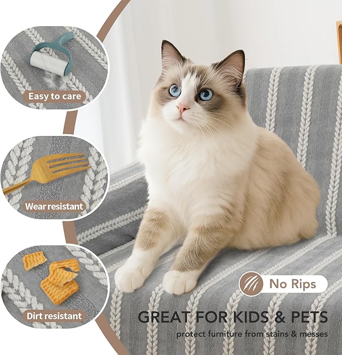 Boho Sofa Covers for 3 Cushion Couch, Couch Cover for Dogs, Loveseat Cover Soft - Image 3