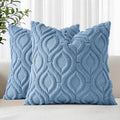 decorUhome Throw Pillow Covers 16x16 Inch Set of 2, Soft Plush Faux Wool Bluen by decorUhome