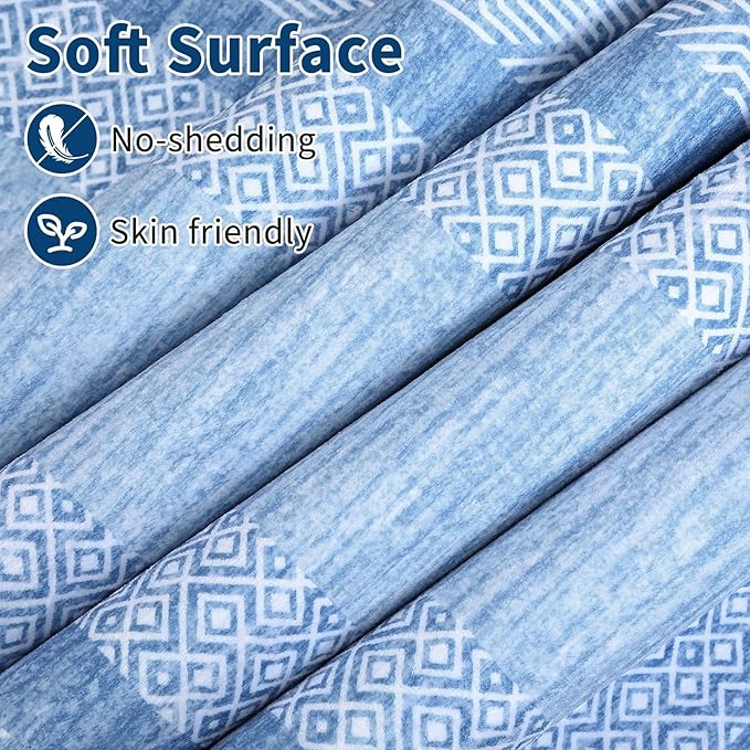 GarveeHome 9x12 Large Modern Light Blue Area Rug Distressed Bordered Soft Non - Image 4