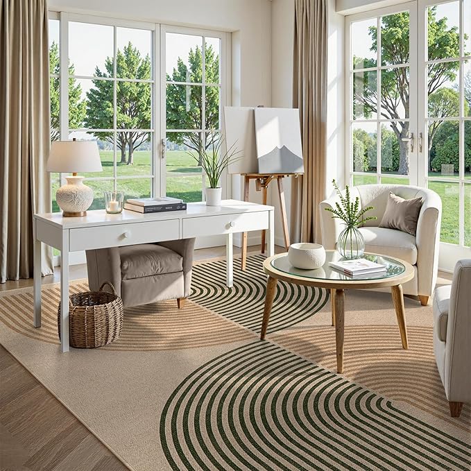 Lahome Enfys Modern Rainbow Outdoor Easy Jute Rug, Area Rugs 9x12 Living Room - Image 6