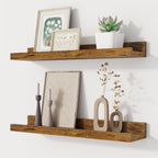 Fun Memories Picture Ledge Shelf for Wall, Floating Shelves Set of 4, 48 Inch Long Nursery Book Shelves for Toys Storage, Kids Bookshelf Wall Mounted for Books Photo Frames, Black