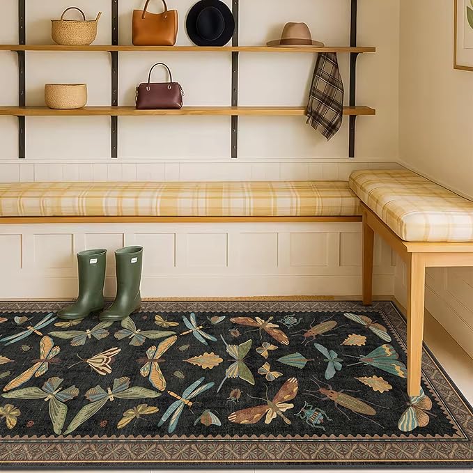 Black Insect 2'6"x8' Washable Non Slip Runner Rugs - Image 6