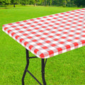 Smiry 8 Foot Picnic Table Cloth, Flannel Backed Fitted Vinyl tablecloths