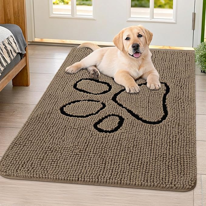 Smiry Dog Door Mat for Muddy Paws, Absorbent Dirt Trapper Non Slip Quick Dry by Smiry