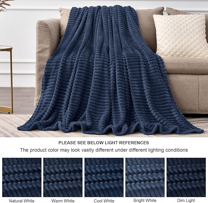BEDELITE Fleece Throw Blanket for Couch – 3D Ribbed Jacquard Soft and Warm - Image 6