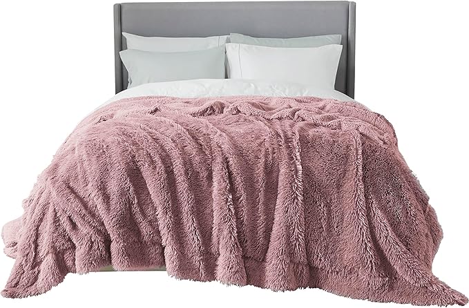 Bedsure GentleSoft Fluffy Dusty Pink King Size Blanket - Image 8