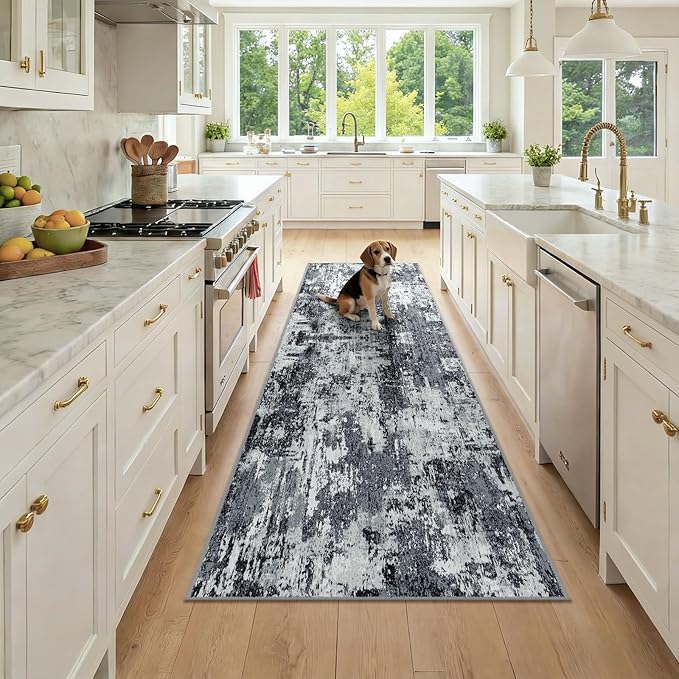 Washable Area Rugs 2'6''x8 Non-Slip Modern Abstract Soft by RELEANY