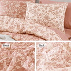 BLOOMHAVEN Queen Comforter Set-7 Pieces Pink Floral Bed in a Bag Queen