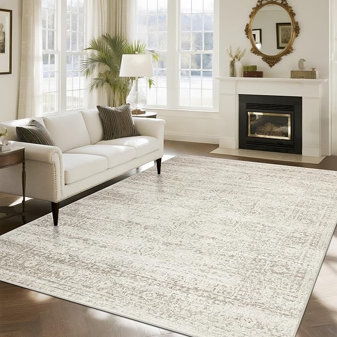 Washable Rugs 8x10 Area Rugs for Living Room, Ultra Soft Faux Wool Retro Rugs - Image 2